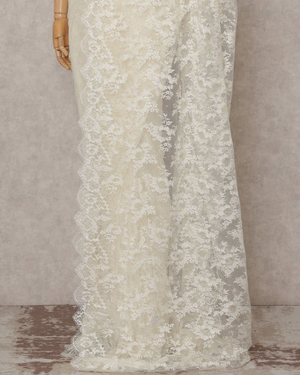 Vanilla Cream Metallic Lace Saree