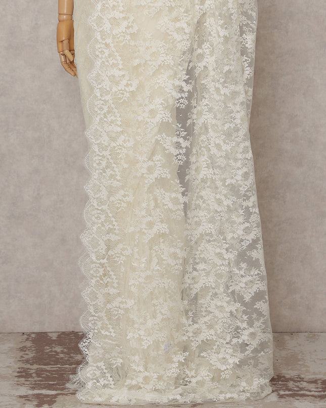Vanilla Cream Metallic Lace Saree