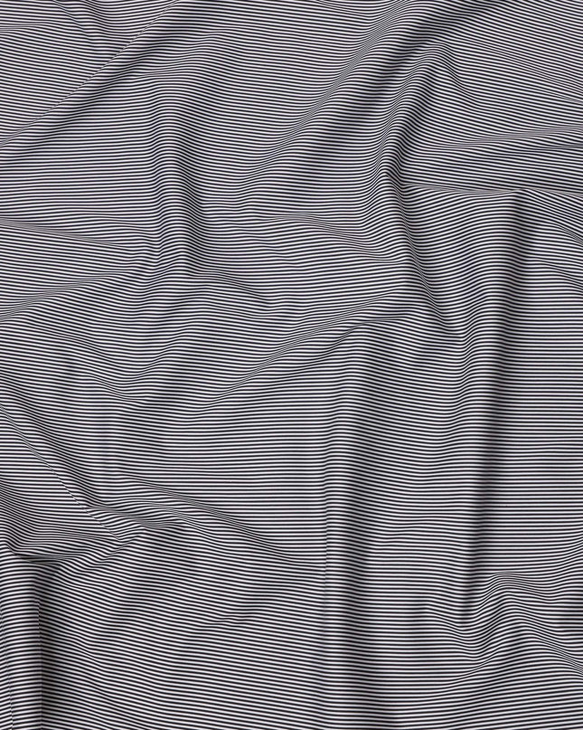 White with Black Thin Stripes 100% Cotton Italian Shirting Fabric, 150 Cms, Italy-D25155