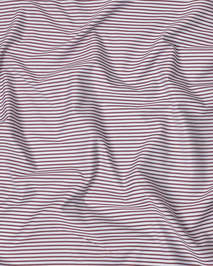White with Maroon Stripes 100% Cotton Italian Shirting Fabric, 150 Cms, Italy-D25153