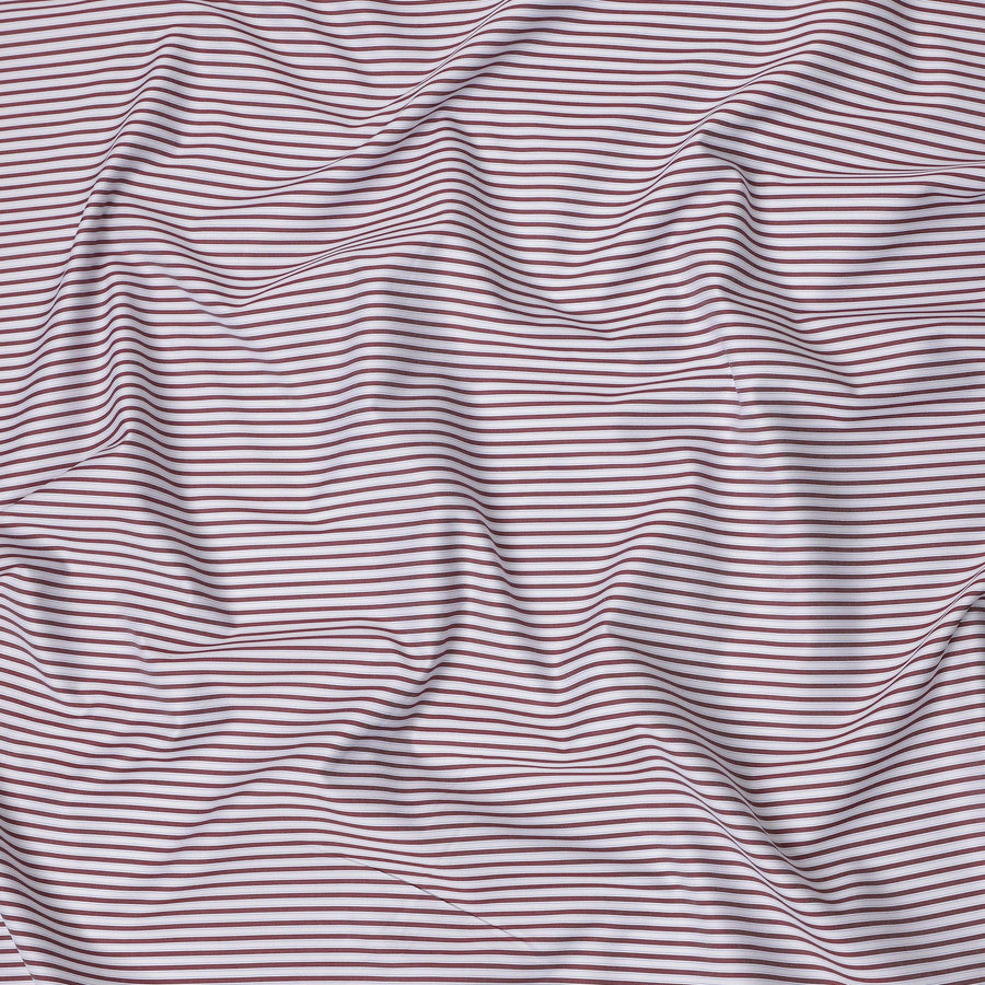 White with Maroon Stripes 100% Cotton Italian Shirting Fabric, 150 Cms, Italy-D25153