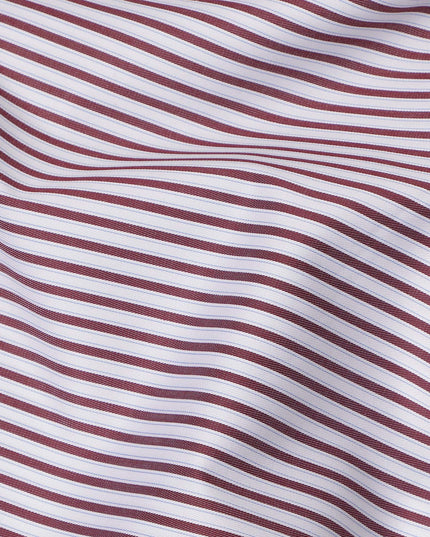 White with Maroon Stripes 100% Cotton Italian Shirting Fabric, 150 Cms, Italy-D25153