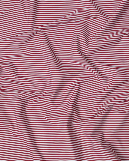 White with Red Stripes 100% Cotton Italian Shirting Fabric, 150 Cms, Italy-D25154