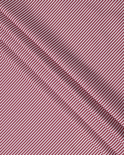 White with Red Stripes 100% Cotton Italian Shirting Fabric, 150 Cms, Italy-D25154