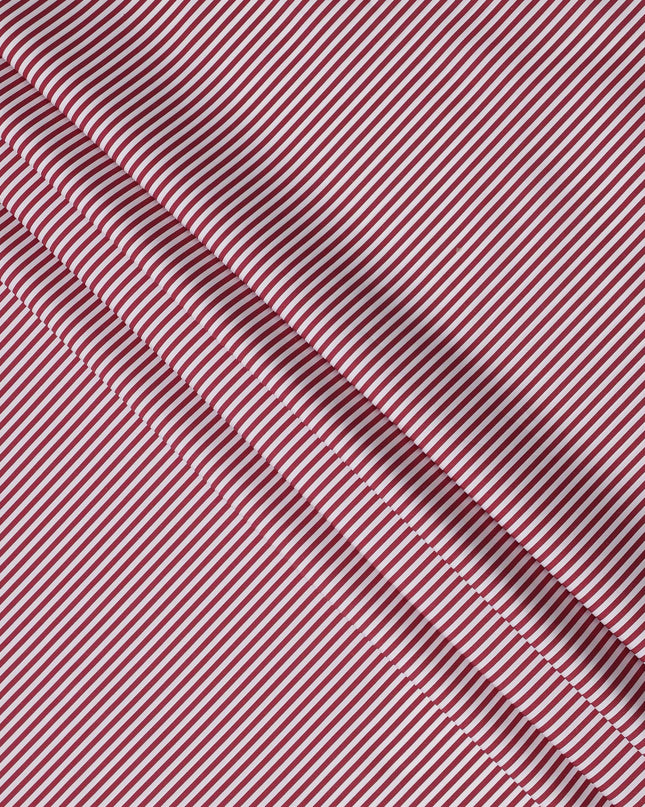 White with Red Stripes 100% Cotton Italian Shirting Fabric, 150 Cms, Italy-D25154
