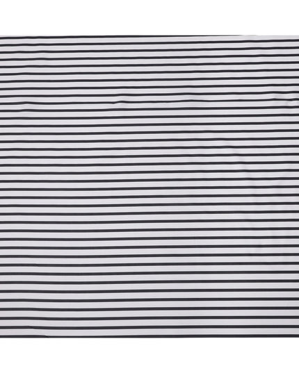 White with Black Horizontal Stripes 100% Cotton Italian Shirting Fabric, 150 Cms, Italy-D25152