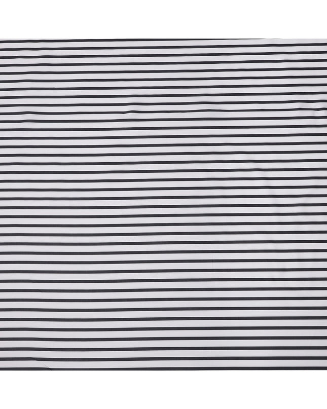 White with Black Horizontal Stripes 100% Cotton Italian Shirting Fabric, 150 Cms, Italy-D25152