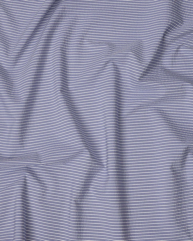 White and Blue Pinstripe 100% Cotton Italian Shirting Fabric, 150 Cms, Italy-D25157