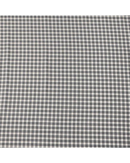White and Black Tartan Check Cotton Shirting Fabric, 150 Cms Width, Made in India-D26158