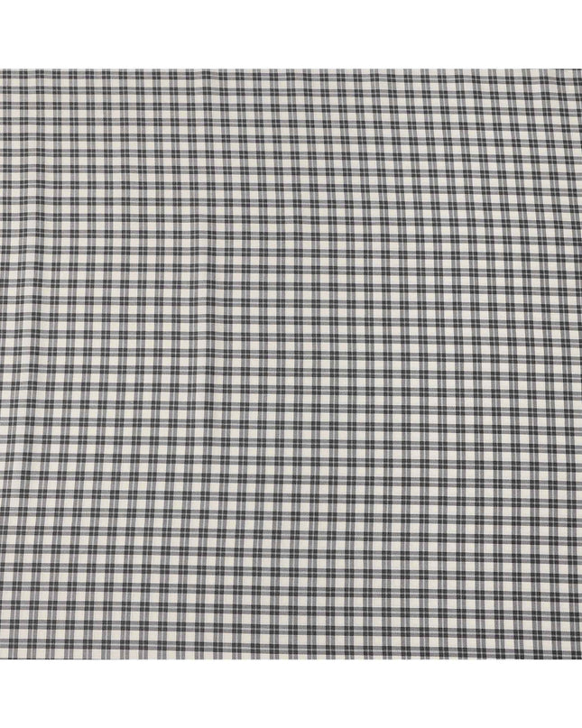 White and Black Tartan Check Cotton Shirting Fabric, 150 Cms Width, Made in India-D26158