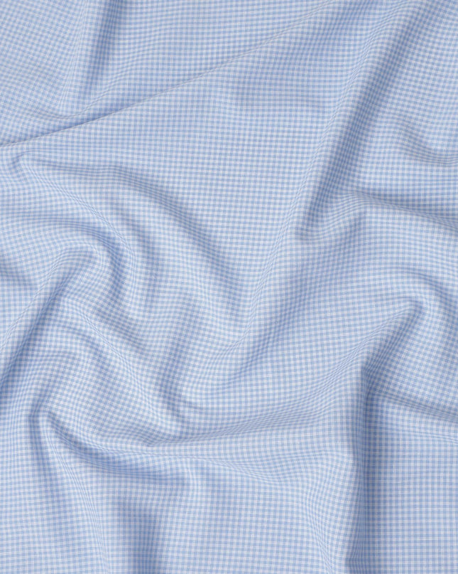 Sky Blue Gingham Cotton Shirting 150cm