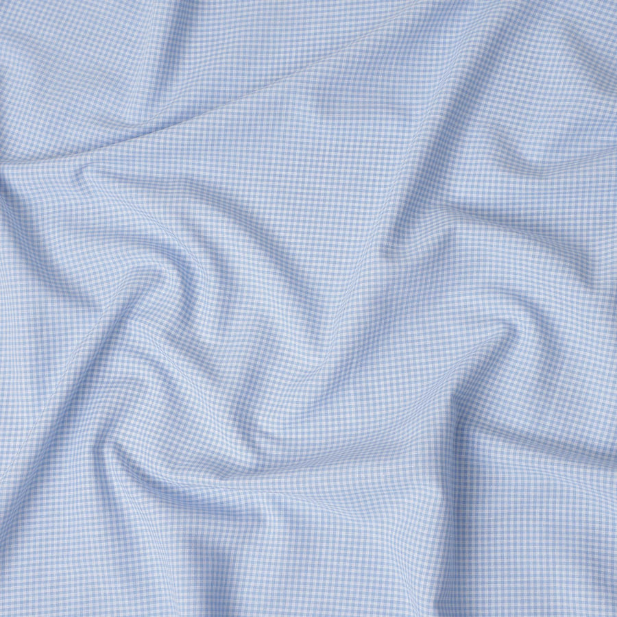 Sky Blue Gingham Cotton Shirting 150cm