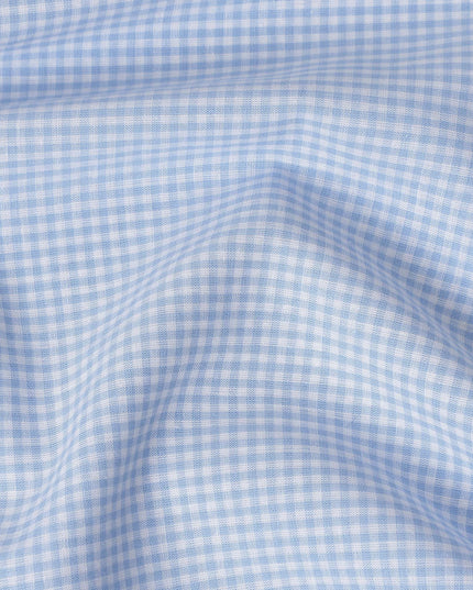 Sky Blue Gingham Cotton Shirting 150cm