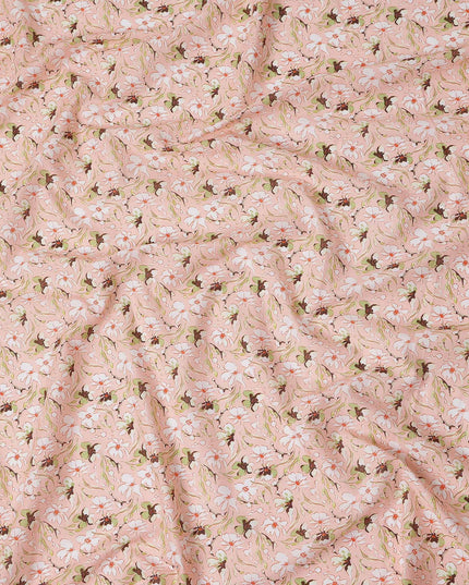 Blush Pink Floral Cotton Lawn Fabric - Regal Fabrics