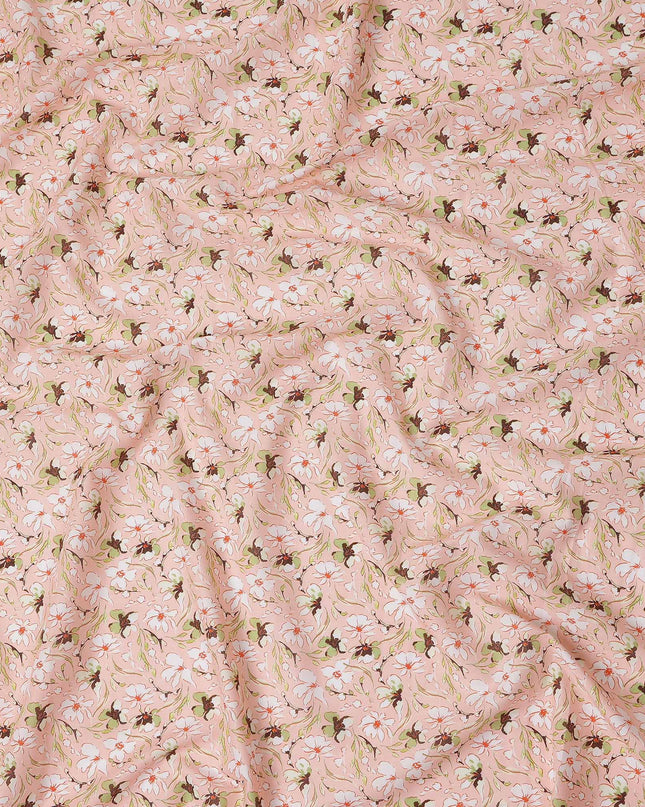 Blush Pink Floral Cotton Lawn Fabric - Regal Fabrics