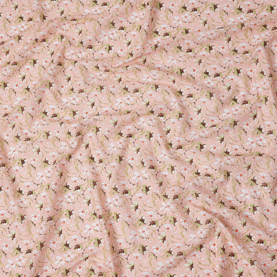 Blush Pink Floral Cotton Lawn Fabric - Regal Fabrics