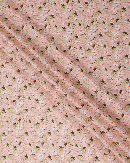 Blush Pink Floral Cotton Lawn Fabric - Regal Fabrics