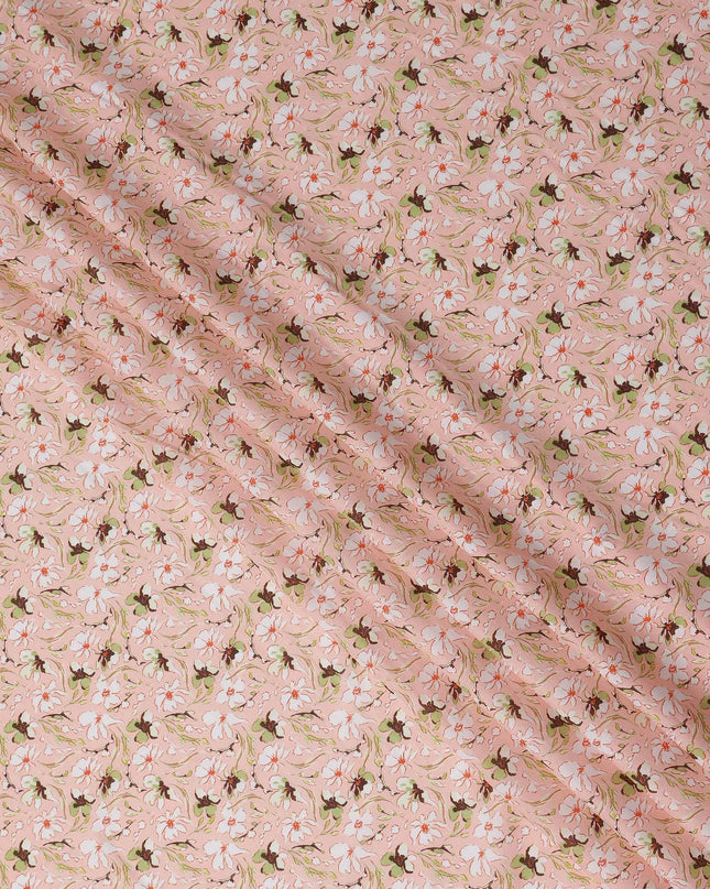 Blush Pink Floral Cotton Lawn Fabric - Regal Fabrics