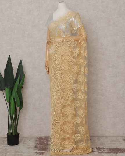 Champagne Gold French Chantilly Lace Saree