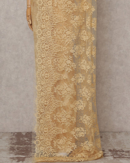 Champagne Gold French Chantilly Lace Saree