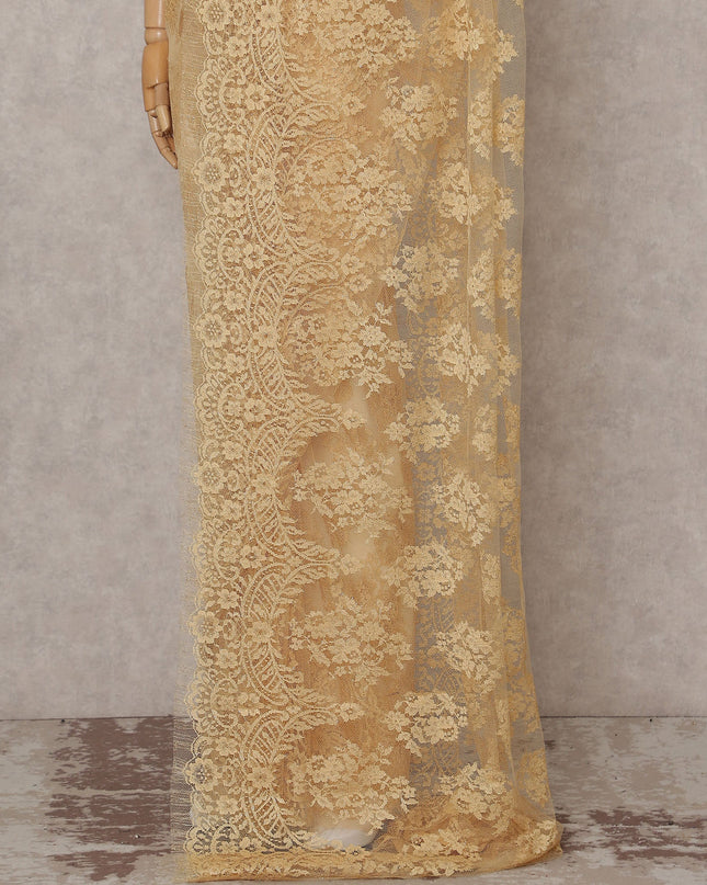 Champagne Gold French Chantilly Lace Saree