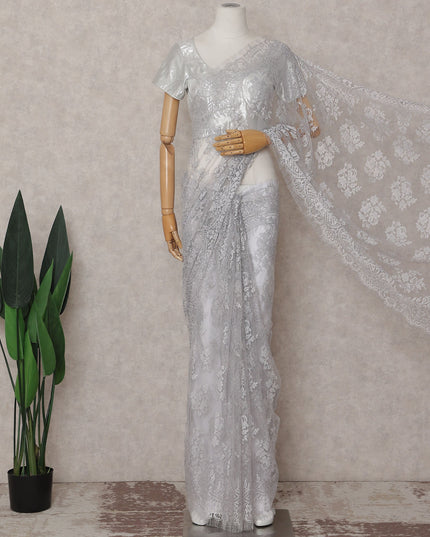 Pewter Silver Outline Lace Saree