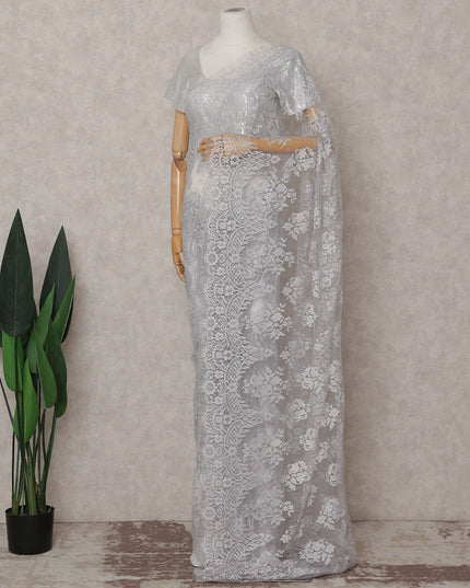 Pewter Silver Outline Lace Saree