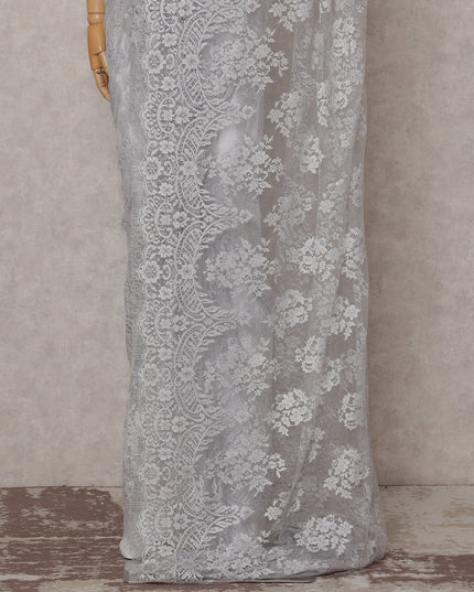 Pewter Silver Outline Lace Saree
