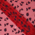 Coral Red Abstract Animal Print Metallic Lurex Design Premium French Silk Chiffon Fabric, 110 Cms Width, Made in France-D25734