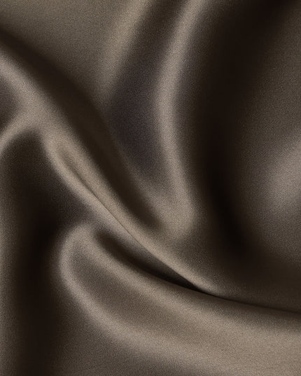 Mocha Brown Premium Pure Silk Satin Fabric with Smooth Lustrous Finish and Elegant Drape, 110 Cms Width, Made in China-D25917