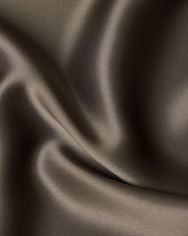 Mocha Brown Premium Pure Silk Satin Fabric with Smooth Lustrous Finish and Elegant Drape, 110 Cms Width, Made in China-D25917