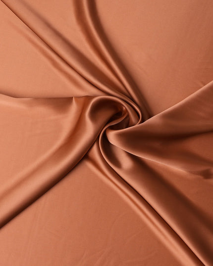 Copper Brown Premium Pure Silk Satin Fabric with Smooth Lustrous Finish and Elegant Fluidity, 110 Cms Width, Made in China-D25921