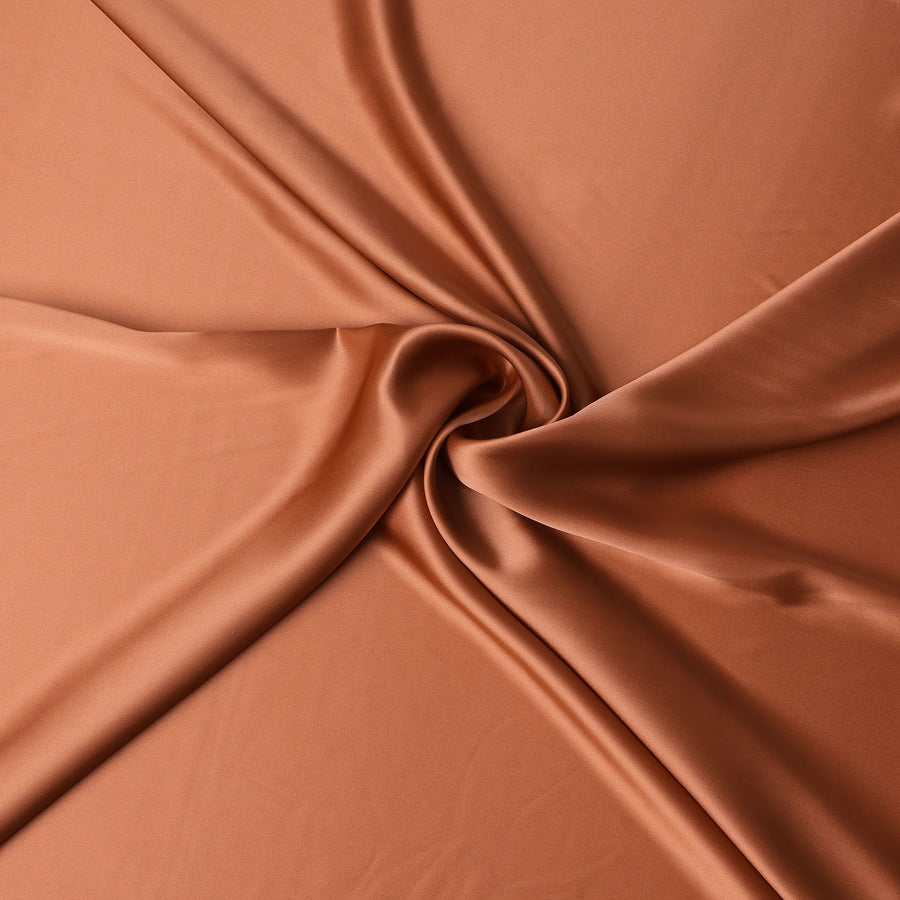 Copper Brown Premium Pure Silk Satin Fabric with Smooth Lustrous Finish and Elegant Fluidity, 110 Cms Width, Made in China-D25921