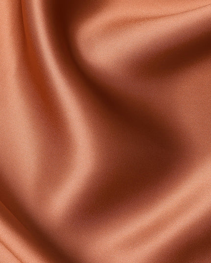 Copper Brown Premium Pure Silk Satin Fabric with Smooth Lustrous Finish and Elegant Fluidity, 110 Cms Width, Made in China-D25921