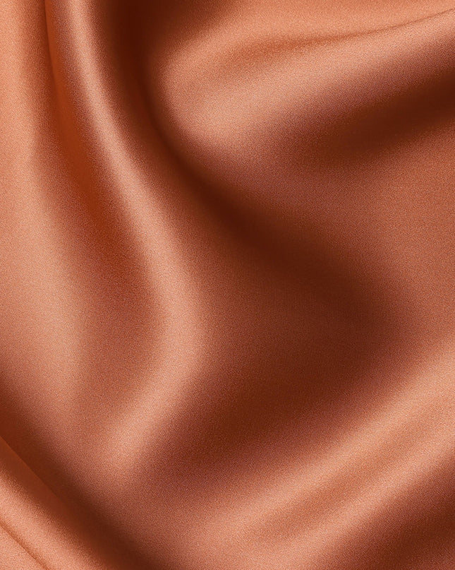 Copper Brown Premium Pure Silk Satin Fabric with Smooth Lustrous Finish and Elegant Fluidity, 110 Cms Width, Made in China-D25921