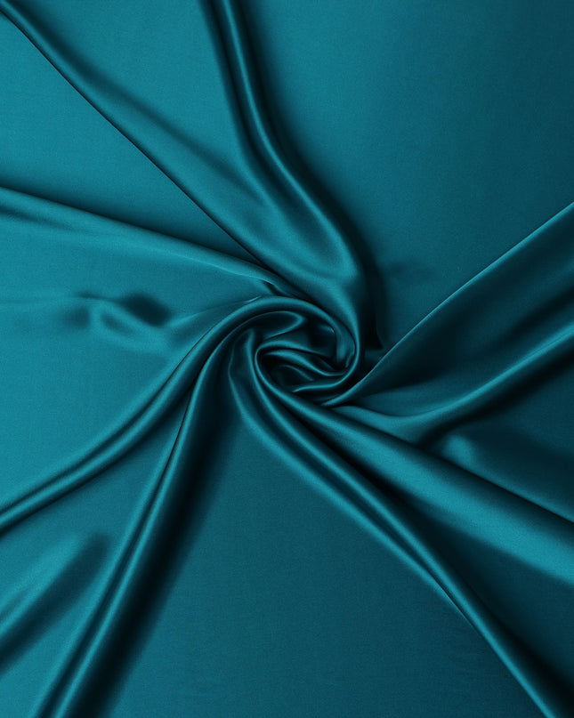 Teal Blue Premium Pure Silk Satin Fabric with Smooth Glossy Finish and Elegant Flow, 110 Cms Width, Made in China-D25925