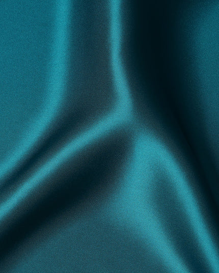 Teal Blue Premium Pure Silk Satin Fabric with Smooth Glossy Finish and Elegant Flow, 110 Cms Width, Made in China-D25925