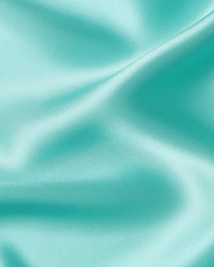 Aqua Blue Premium Pure Silk Satin Fabric with Smooth Lustrous Finish and Graceful Drape, 110 Cms Width, Made in China-D25919