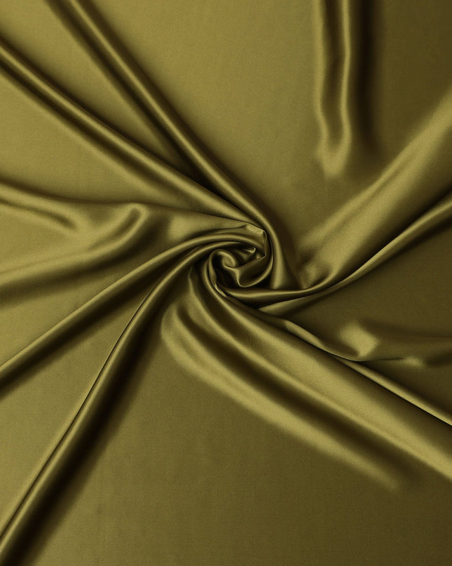 Olive Green Premium Pure Silk Satin Fabric with Smooth Glossy Finish and Elegant Flow, 110 Cms Width, Made in China-D25918