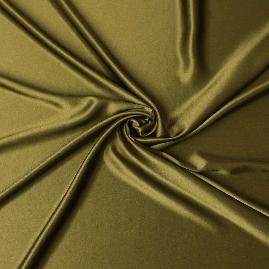 Olive Green Premium Pure Silk Satin Fabric with Smooth Glossy Finish and Elegant Flow, 110 Cms Width, Made in China-D25918
