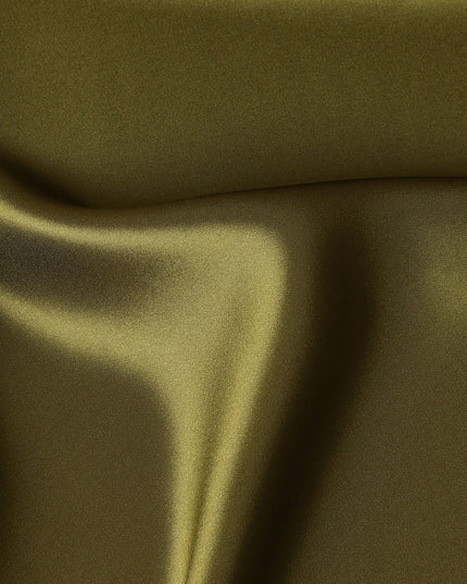 Olive Green Premium Pure Silk Satin Fabric with Smooth Glossy Finish and Elegant Flow, 110 Cms Width, Made in China-D25918