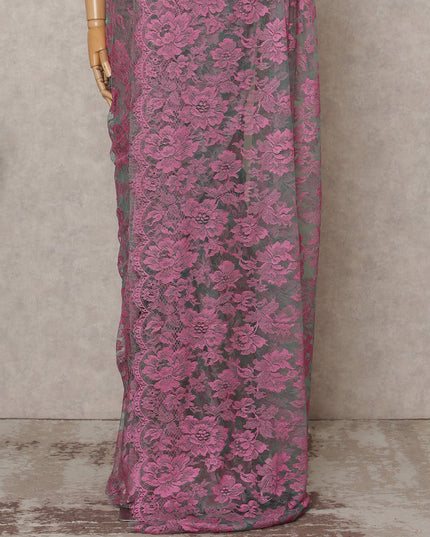 Pink & Blue Premium French 2-Tone Chantilly Lace Saree Fabric – 5.5 Meters Length, 110 Cms Width, Imported from France-D25700