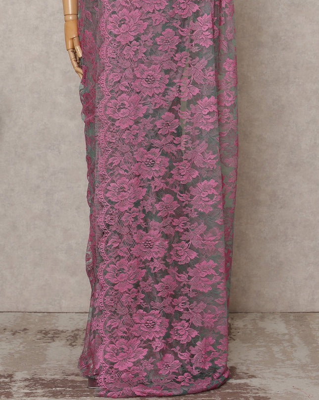 Pink & Blue Premium French 2-Tone Chantilly Lace Saree Fabric – 5.5 Meters Length, 110 Cms Width, Imported from France-D25700