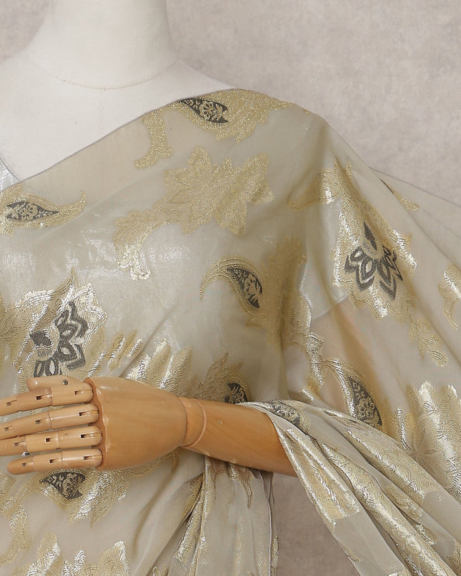 Champagne Gold French Silk Chiffon Saree 5.5m