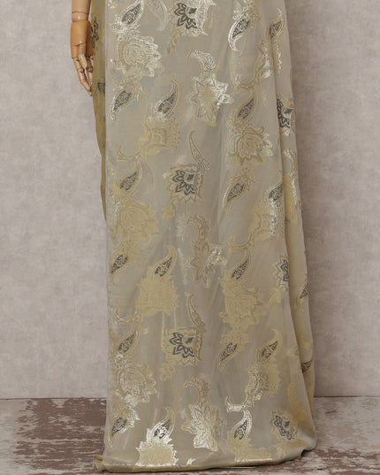 Champagne Gold French Silk Chiffon Saree 5.5m