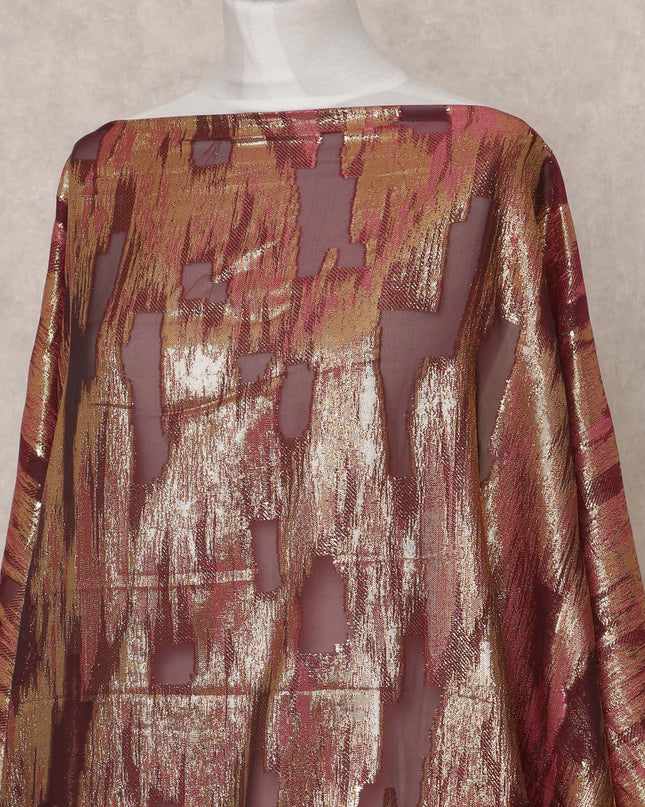 قماش ديراك حريري شيفون صومالي فاخر فرنسي كستنائي اللون مع لوركس معدني - 3.5 متر، عرض 140 سم، صنع في فرنسا - D24588