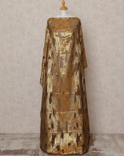 Golden Fransawi Somali Premium Silk Chiffon Dirac Fabric with Metallic Lurex – 3.5 Mtrs, Width 140 Cms, Made in France-D24586