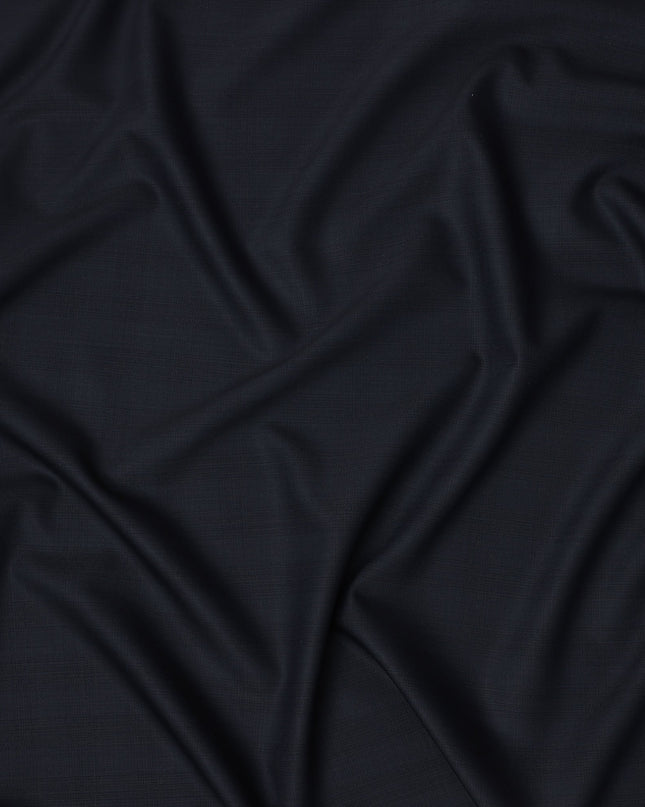 Dark Navy Subtle Check Italian Wool Suiting Fabric, 150 Cms, Italy-D25133