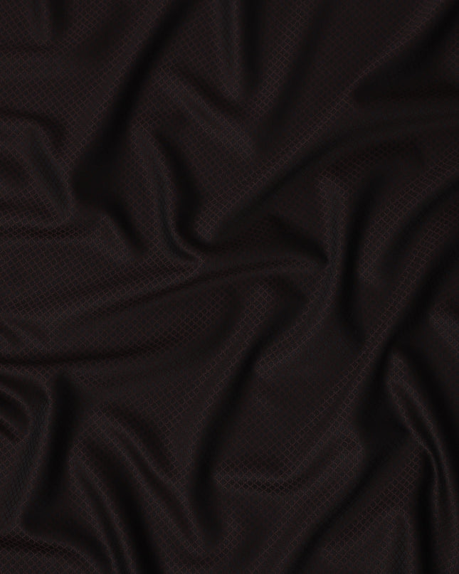 Black with Maroon Geometric Pattern Italian Wool Suiting Fabric, 150 Cms, Italy-D25129