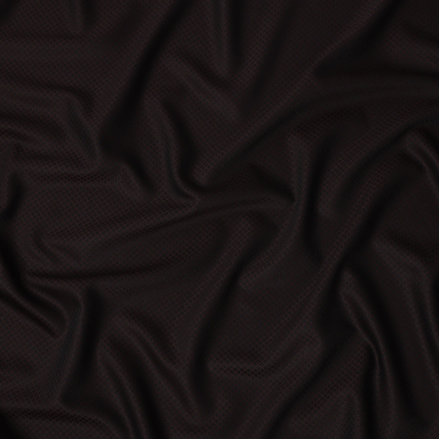 Black with Maroon Geometric Pattern Italian Wool Suiting Fabric, 150 Cms, Italy-D25129